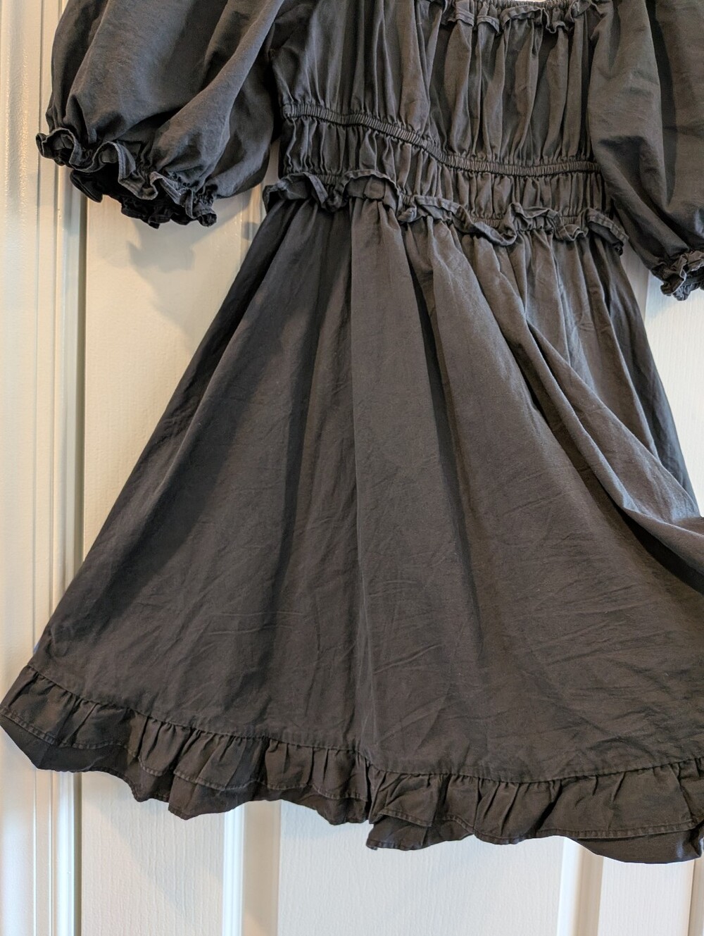 Sofie The Label Black Puff Sleeve Smocked Babydoll Cottagecore Mini Dress Size S - Picture 14 of 16